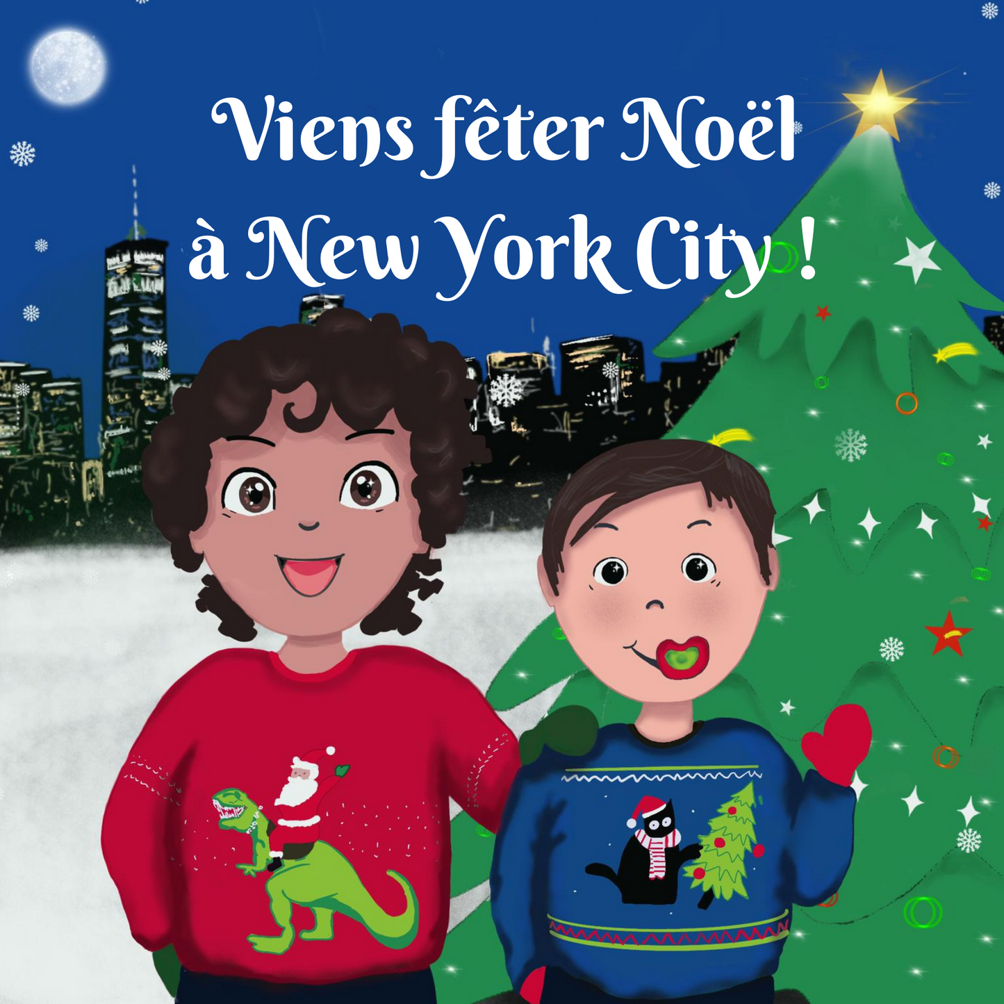 Cadeau : Livre jeunesse - Viens fêter Noël à New York City & Passeport du Père Noël et carte de NYC